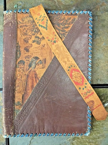 Antique leather bible book - leather,