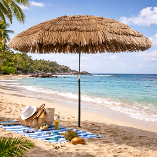 Parasol rond hawaïen - ,