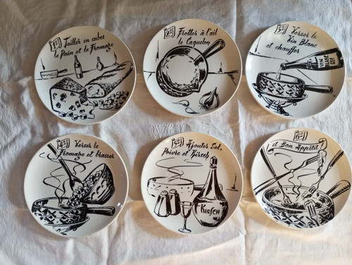 Assiettes fondue gien - 6, à