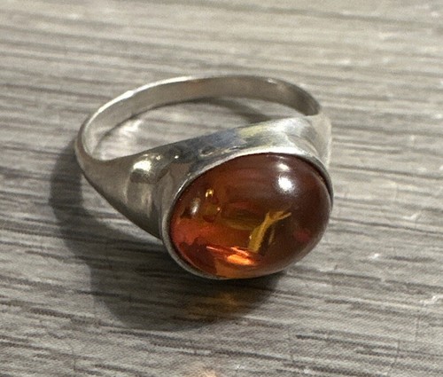 Bague argent massif ambre - massif,