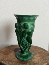 Art Deco Green Glass Vase “The Harvest" by Curt Schlevogt