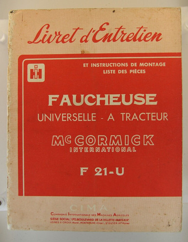 Livret entretien faucheuse - d'entretien,