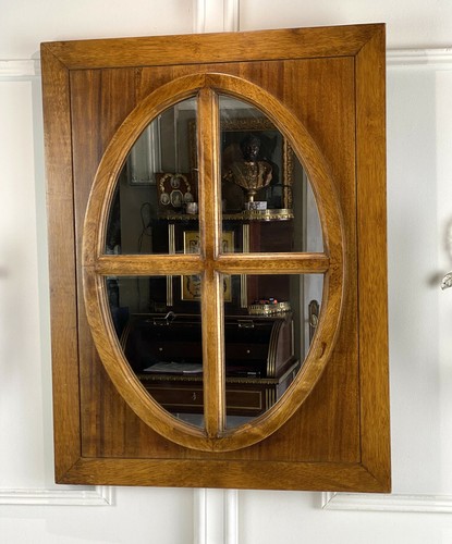 Miroir ovale teck dans un - en,