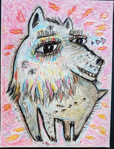 Tableau chien joyeux - tableau,