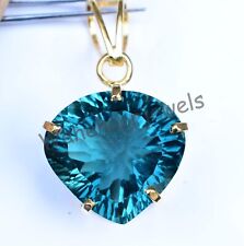 925 Pendentif Argent Massif Naturel Paraiba Tourmaline Poire Certifié Voir Vidéo