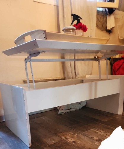 Table basse relevable blanche - basse,