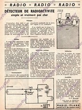RADIOACTIVITY DETECTOR / DIAGRAM PLAN CUTTING 1956 DIY DETECTOR RADIOACTIVITY