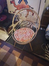 Fauteuil Rotin Coquille Pieds Metal Peints 1960