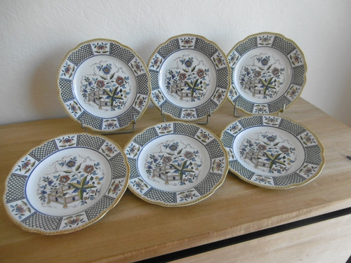 Six assiettes dessert faience - dessert,