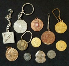 Lot of 12 Medals Coins Tokens Advertising Keychain 
