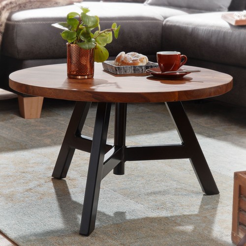 Finebuy table basse ronde bois - basse,