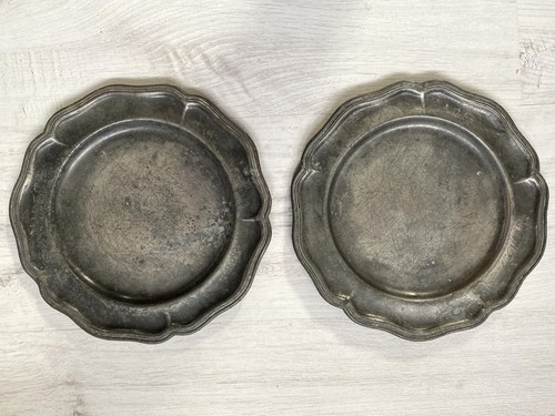 Paire assiettes étain - paire, d'assiettes