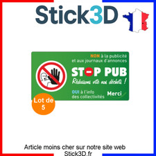 LOT DE 5 STICKERS AUTOCOLLANT STOP PUB / BOITE AUX LETTRES PAS DE PUBLICITÉ