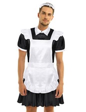 Homme Déguisement Soubrette Cosplay Lingerie Pyjama Servante Tablier Uniforme