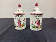2 Apothecary Pharmacy Jars Chinese Earthenware Strasbourg Decor