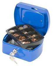 Q-Connect 6-inch Cash Box - Blue