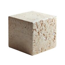 Cube Travertin Romain Sculpture de Table Art Décor Maison Design Intérieur H 8cm