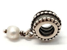 Pandora Charm Pearl Drop Dangle Sterling Silver 925 Bead 