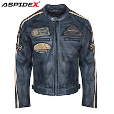 Vintage Custom Café Racer Waxed Soft Leather Mens Leather Motorcycle Jacket