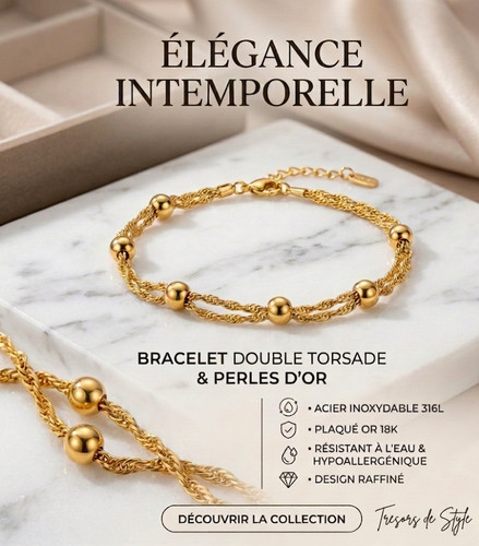Bracelet doré acier inox - doré,