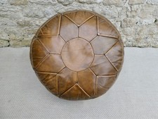 Pouf en patchwork de cuir fauve, vers 1970
