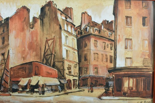 Tableau ancien vue rue - de, la