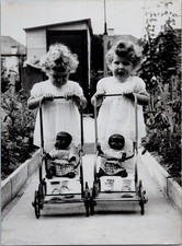 René Hollinger, France, Girls with Strollers and Dolls Vintage Silver Print