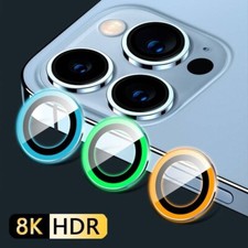 Protection Caméra Lumineux Verre Lentille iPhone 16 15 14 13 12 Mini 11 Pro Max