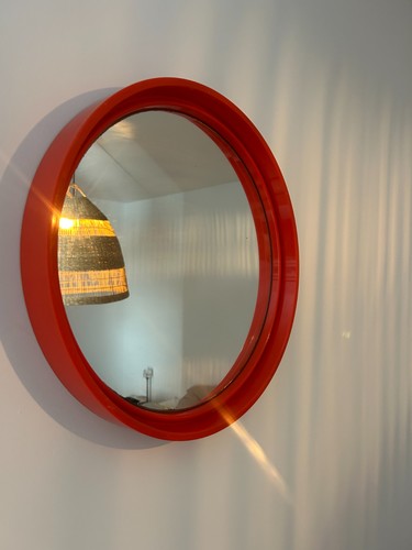 Miroir rond vintage orange - , en
