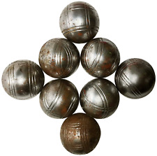 8 EARLY 20TH C FRENCH ANTIQUE BOULE CHROME PLATED SOLID METAL LAWN BOWLING BALLS