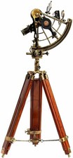 Antique Vintage 8" Brass Nautical Astrolabe Sextant with Rosewood tripod