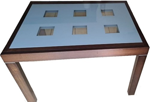 Table bois exotique verre - bois,
