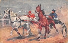 Old postcard horse racing / horse racing ateles / illustrator / jockey