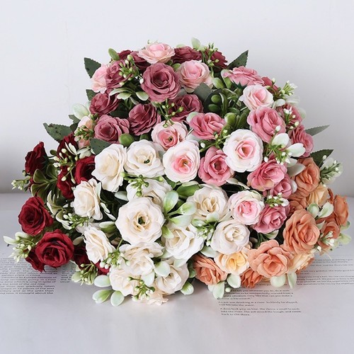 Bouquet artificiel roses - 15,