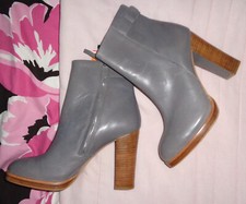 Bottines cuir gris perle zip