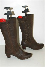 CIAO ! RAGAZZI  Mi  Bottes  Cuir Pleine Fleurs Marron Talons T 39 TBE