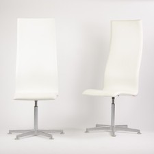 Fritz Hansen Arne Jacobsen Tall Oxford Chair White Leather 2007 6x Avail Knoll