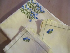 Service de table N°100 coton jaune nappe à thé 106 x 110 cm +6 serviettes Taches