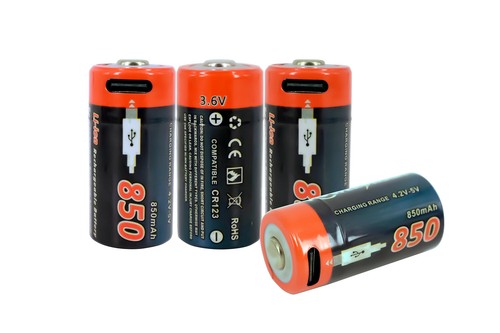Usb cr123 850 mah ion - cr123, li-ion