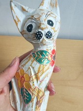 Statue Chat en bois sculpté