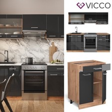 Cuisine intégrée Cuisine en bloc Kitchenette R-Line 200cm chêne anthracite Vicco