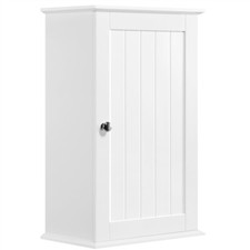 Armoire Murale Salle de Bain Meuble Commode de Rangement Toilette en Bois Blanc
