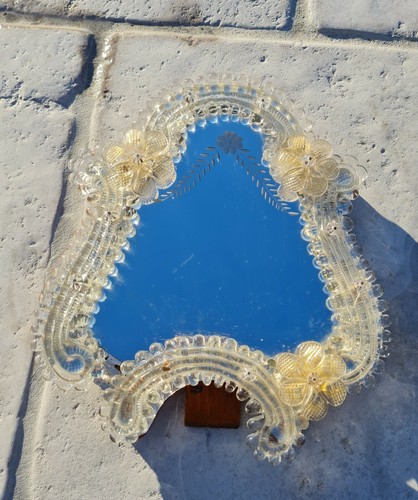 Ancien petit miroir venitien - venitien, a
