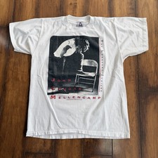 Vintage John Cougar Mellencamp Lonesome Jubilee Tour Shirt Mens Large White 80s