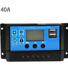 Contrôleur Régulateur de Charge 40A 12V 24V Batterie Panneau Solaire 2 Ports USB
