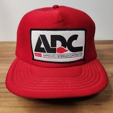 Vintage ADC Derbigum Contractor Red Foam Snapback Trucker Hat,