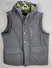 Victory Sportwear Gray Quilted Wool Blend Vest Hooded Zip Up Outdoor Sz M