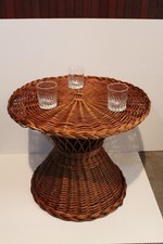 Round vintage wicker table