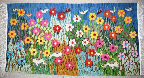 Tapisserie florale tissée - , à