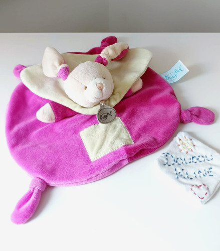 Doudou rond lapin beige duo - lapin,